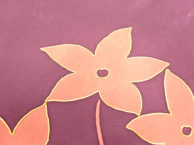 JAPANESE KIMONO / ANTIQUE NAGOYA OBI / SHIOZE / EMBROIDERY / FLOWER